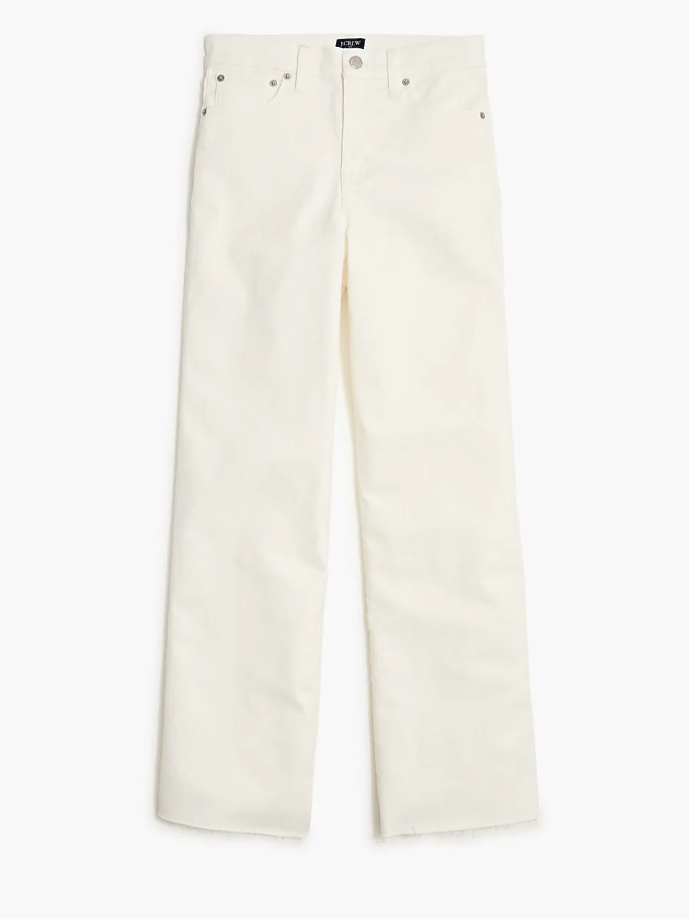 J. Crew White Wide-Leg Cropped Jeans with Raw Hem